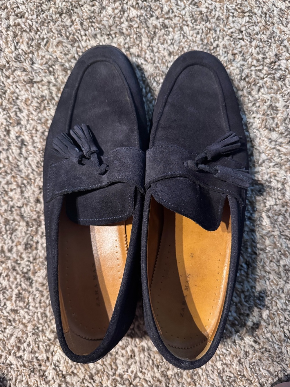 Zara Navy Suede Tassel Loafers
